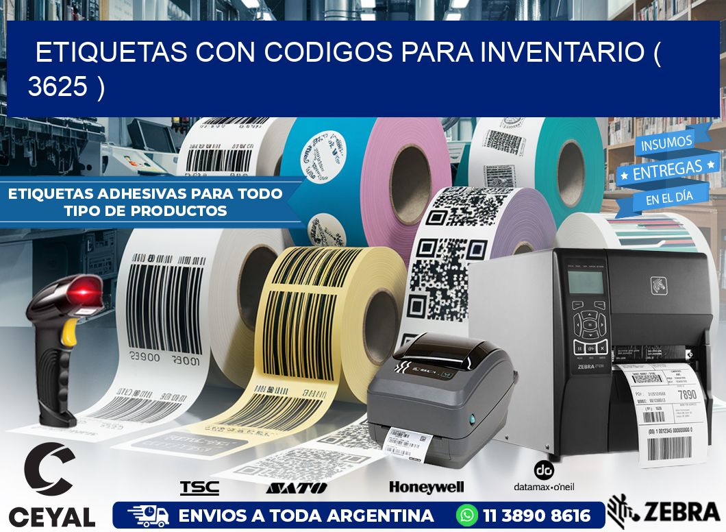 ETIQUETAS CON CODIGOS PARA INVENTARIO ( 3625 )