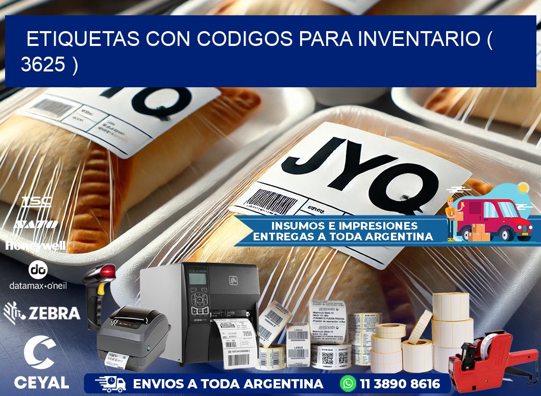 ETIQUETAS CON CODIGOS PARA INVENTARIO ( 3625 )