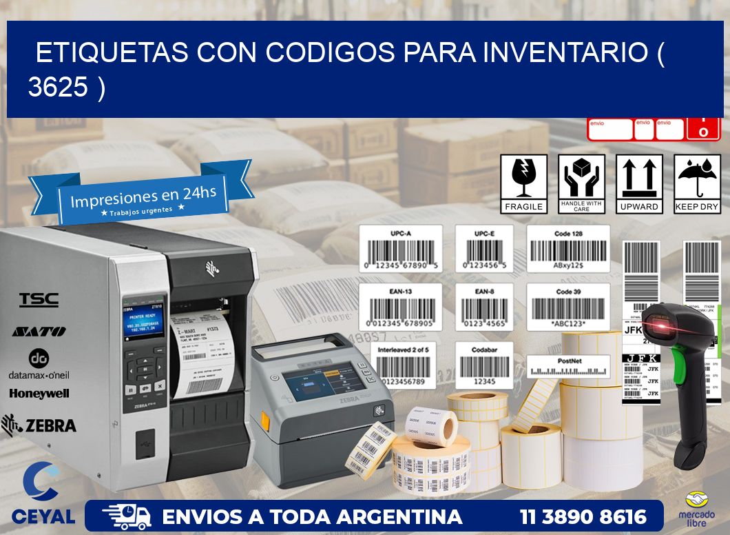 ETIQUETAS CON CODIGOS PARA INVENTARIO ( 3625 )