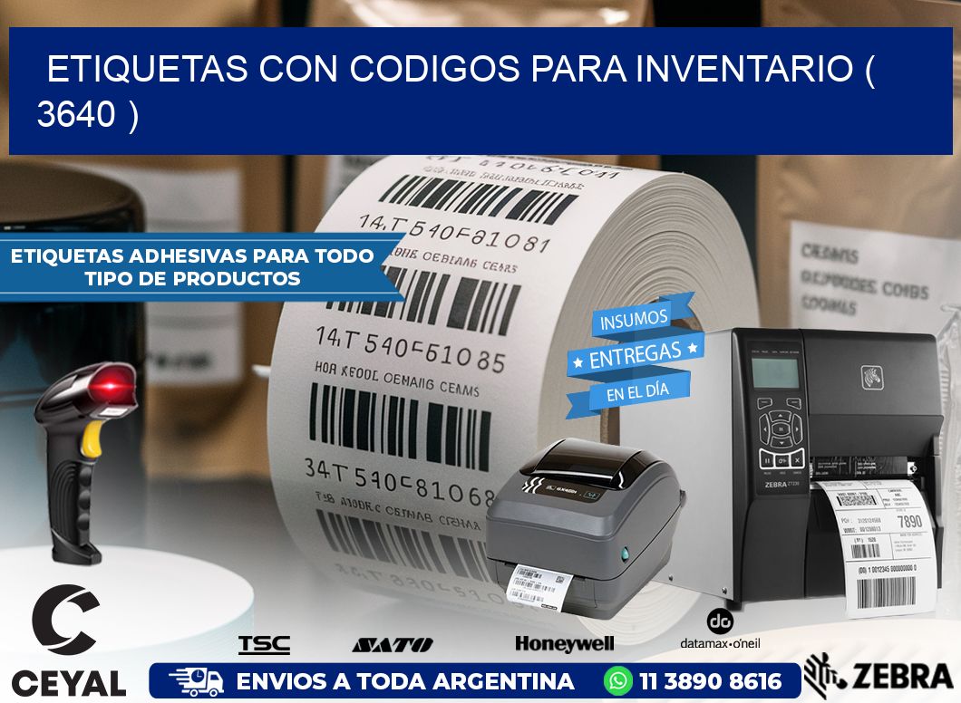 ETIQUETAS CON CODIGOS PARA INVENTARIO ( 3640 )