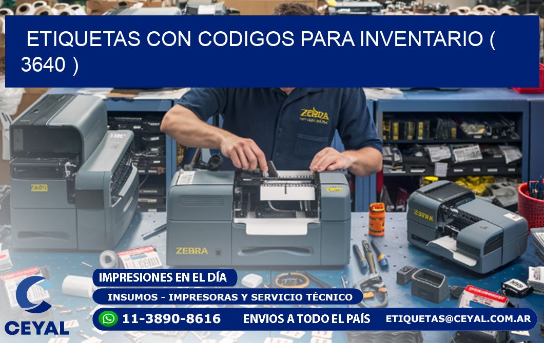 ETIQUETAS CON CODIGOS PARA INVENTARIO ( 3640 )