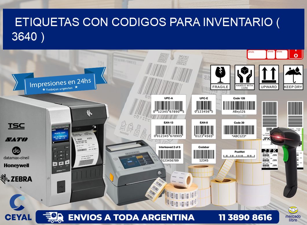 ETIQUETAS CON CODIGOS PARA INVENTARIO ( 3640 )