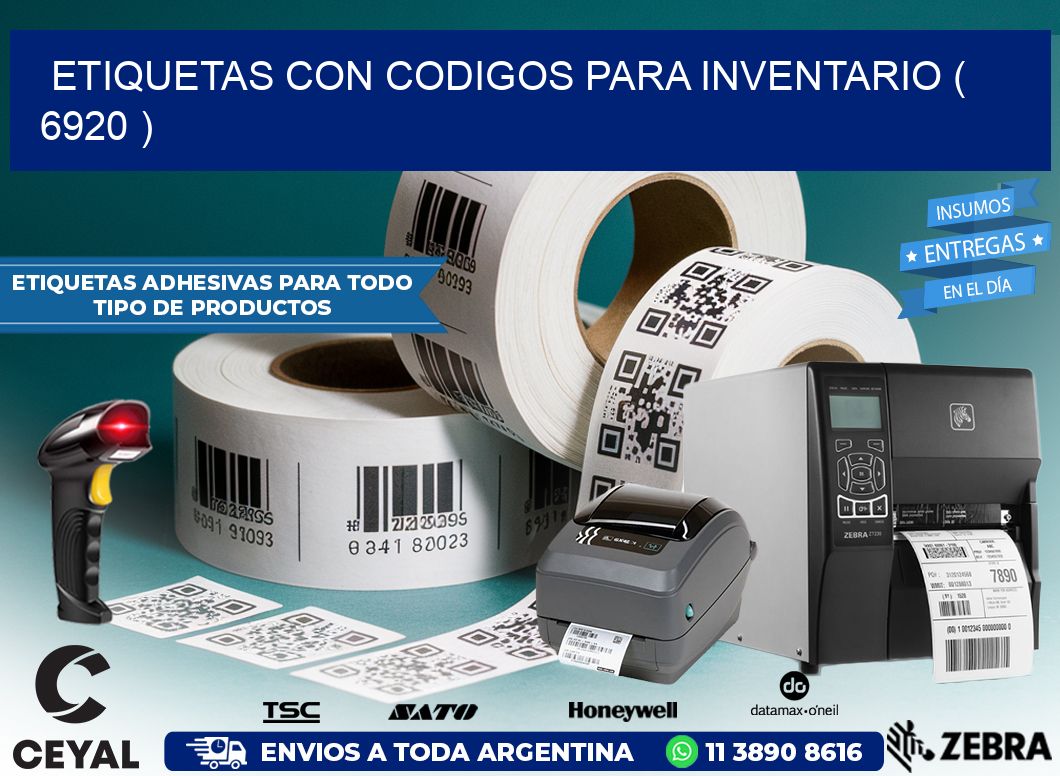 ETIQUETAS CON CODIGOS PARA INVENTARIO ( 6920 )