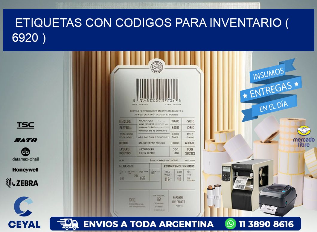 ETIQUETAS CON CODIGOS PARA INVENTARIO ( 6920 )