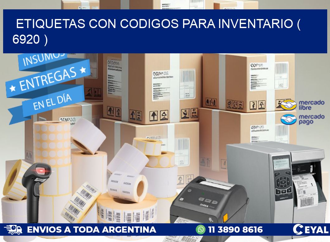 ETIQUETAS CON CODIGOS PARA INVENTARIO ( 6920 )