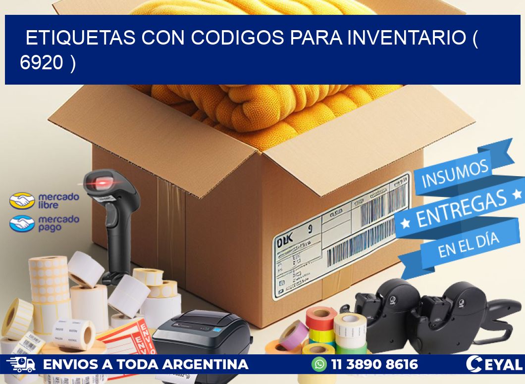ETIQUETAS CON CODIGOS PARA INVENTARIO ( 6920 )