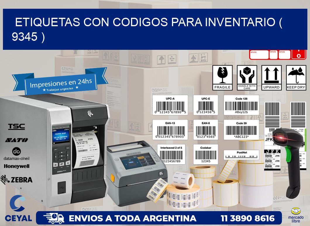 ETIQUETAS CON CODIGOS PARA INVENTARIO ( 9345 )