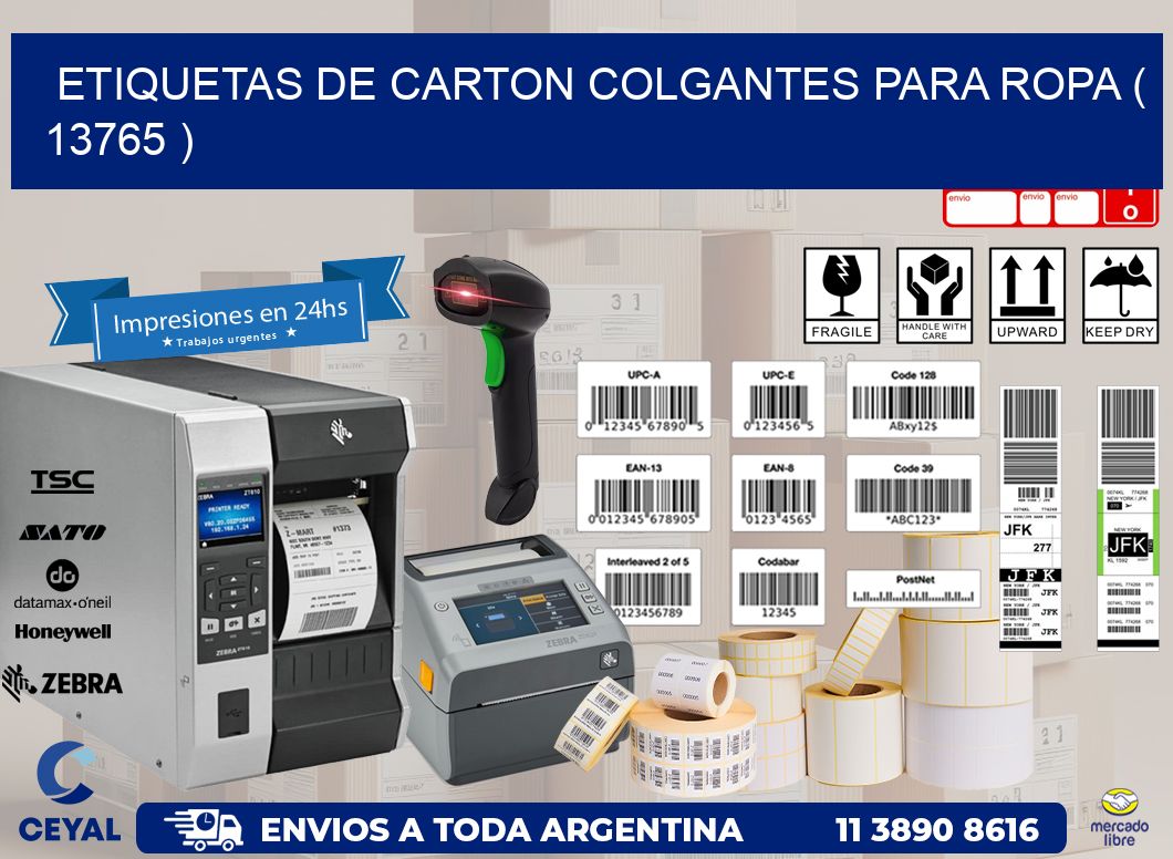 ETIQUETAS DE CARTON COLGANTES PARA ROPA ( 13765 )