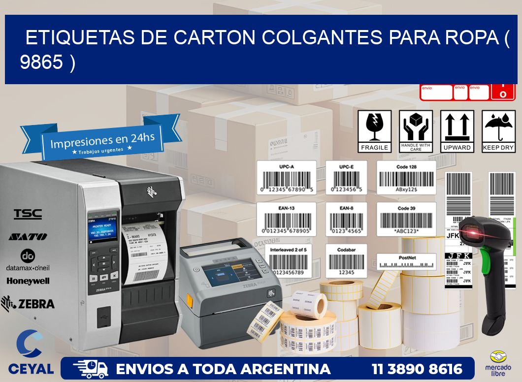 ETIQUETAS DE CARTON COLGANTES PARA ROPA ( 9865 )