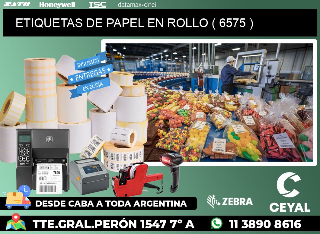 ETIQUETAS DE PAPEL EN ROLLO ( 6575 )