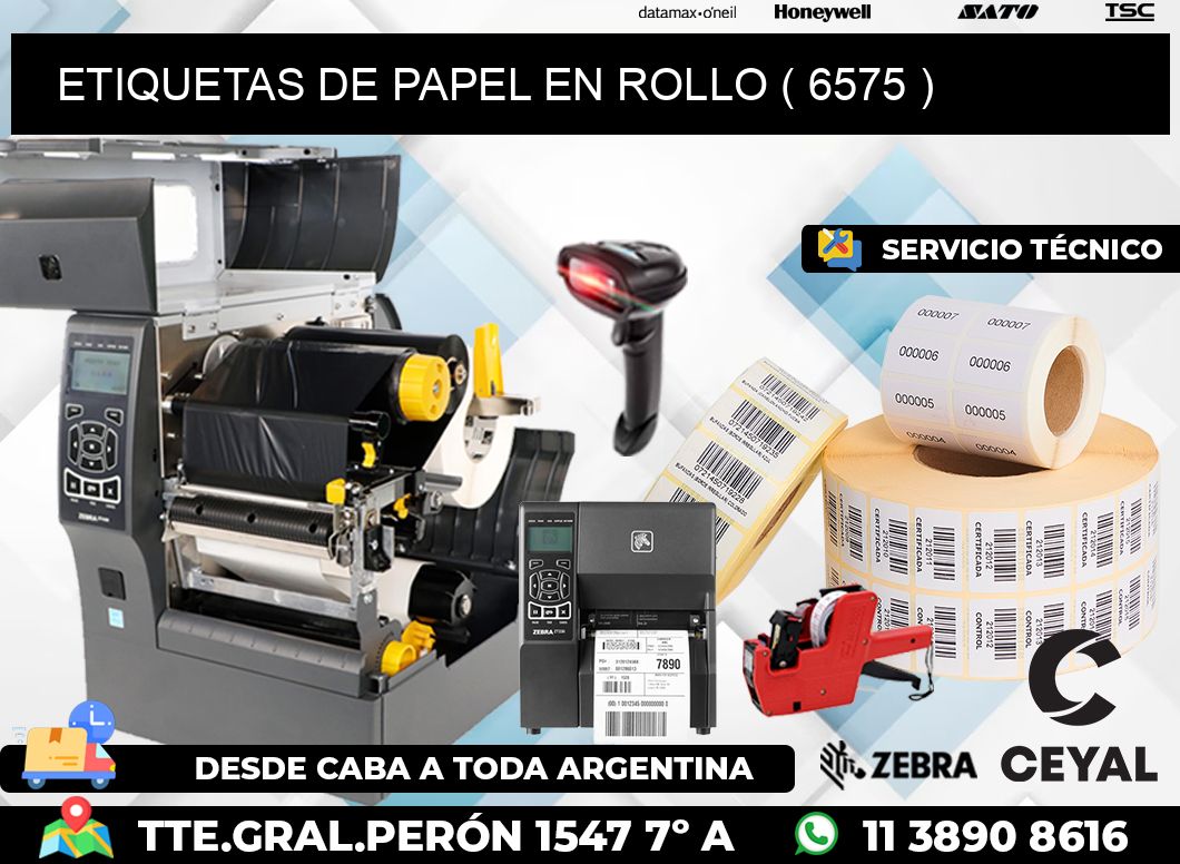 ETIQUETAS DE PAPEL EN ROLLO ( 6575 )