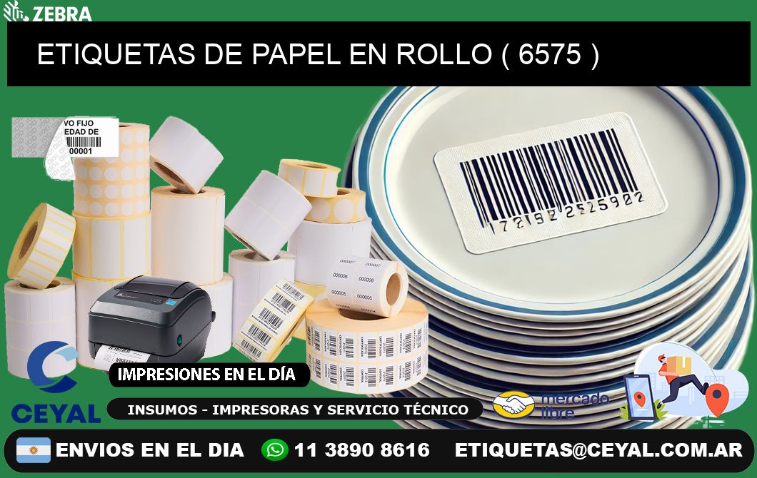 ETIQUETAS DE PAPEL EN ROLLO ( 6575 )