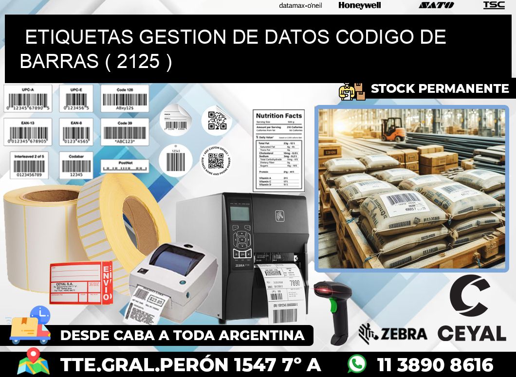 ETIQUETAS GESTION DE DATOS CODIGO DE BARRAS ( 2125 )