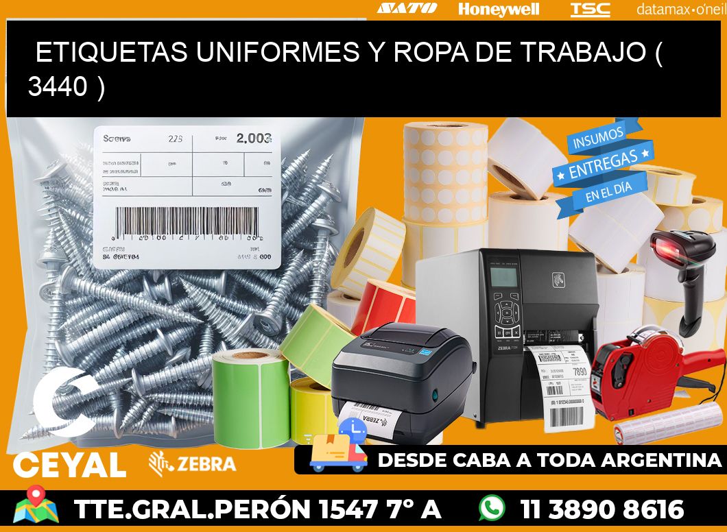 ETIQUETAS UNIFORMES Y ROPA DE TRABAJO ( 3440 )