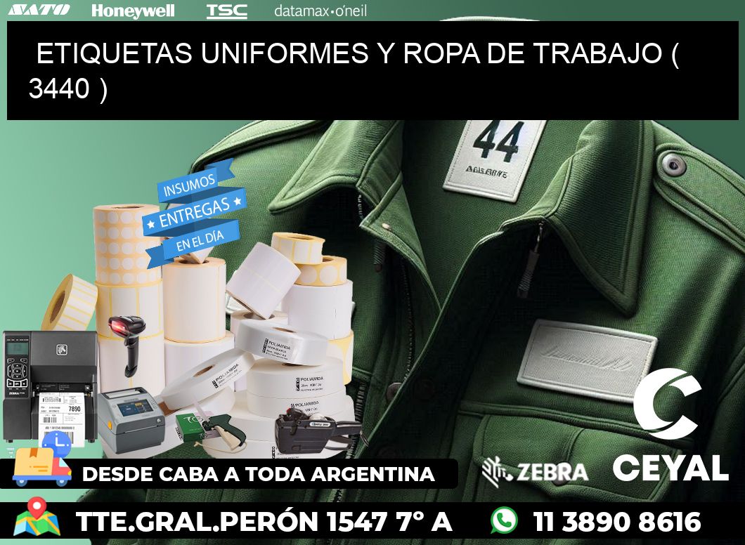ETIQUETAS UNIFORMES Y ROPA DE TRABAJO ( 3440 )