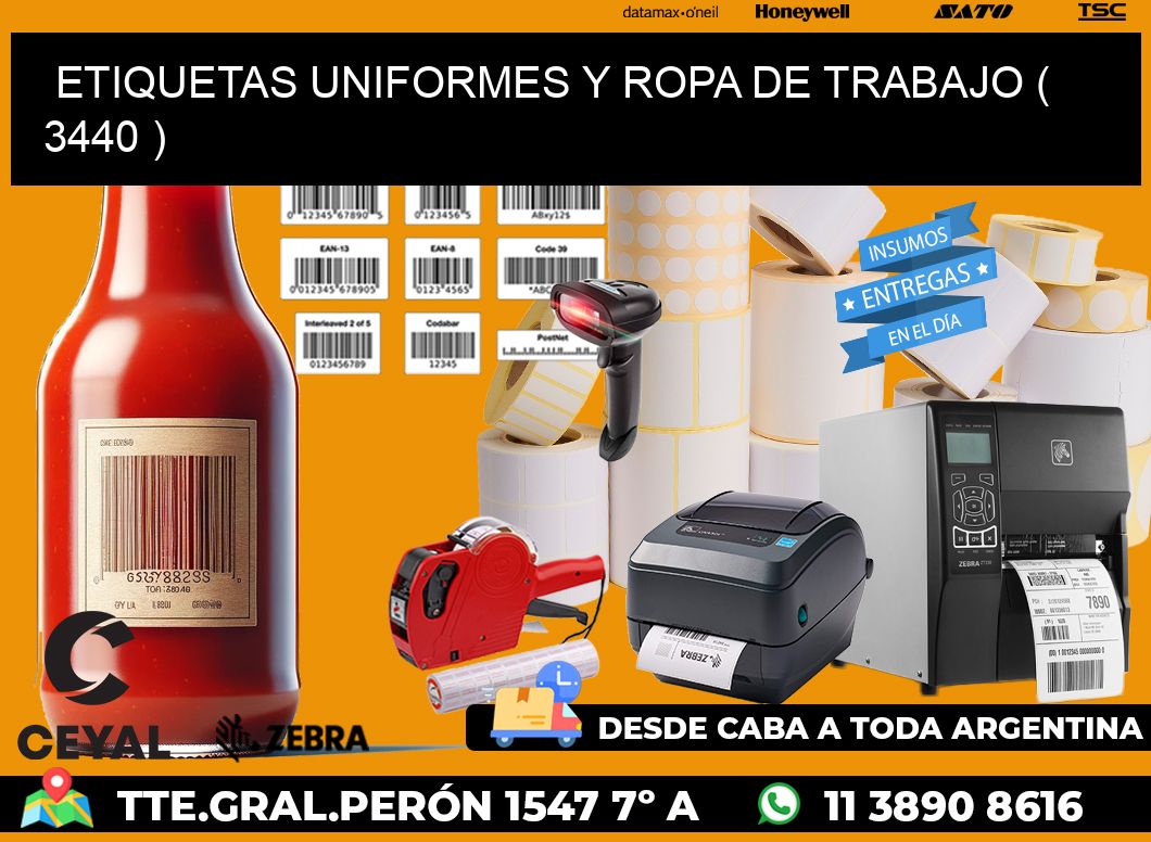 ETIQUETAS UNIFORMES Y ROPA DE TRABAJO ( 3440 )