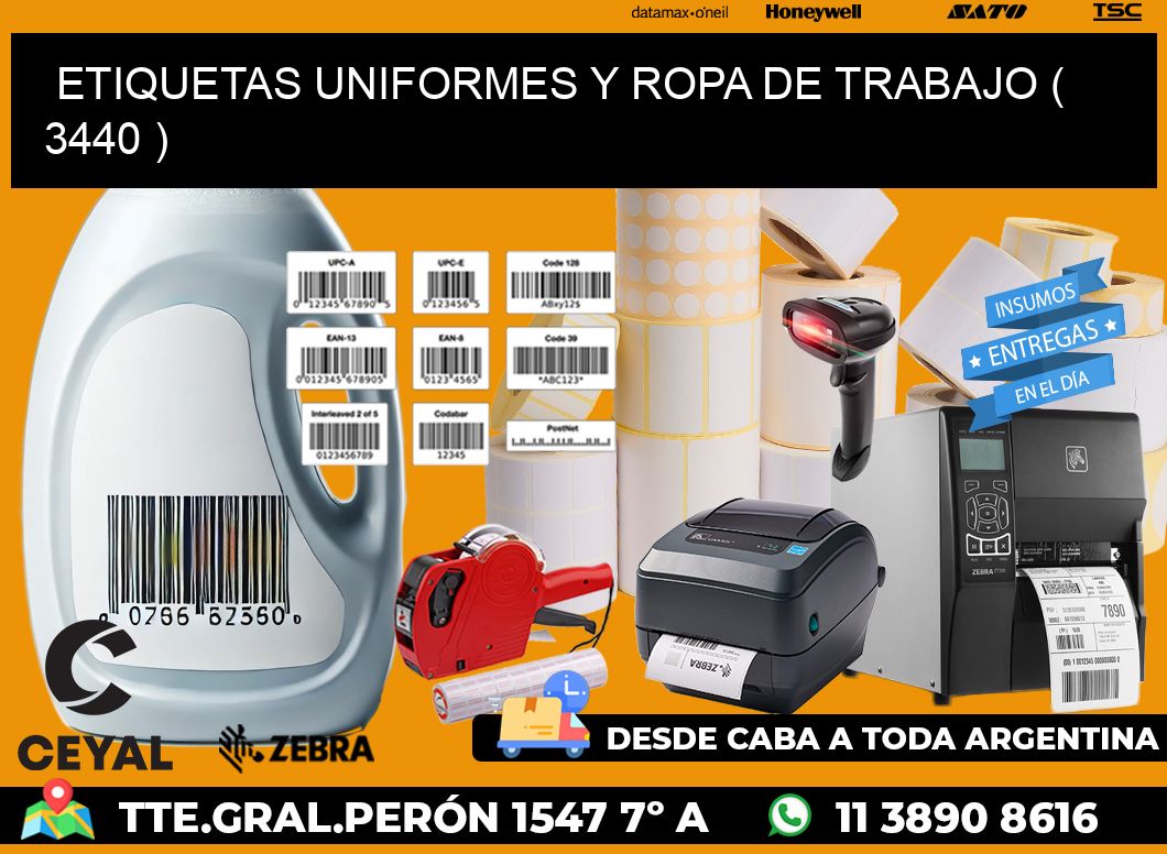 ETIQUETAS UNIFORMES Y ROPA DE TRABAJO ( 3440 )
