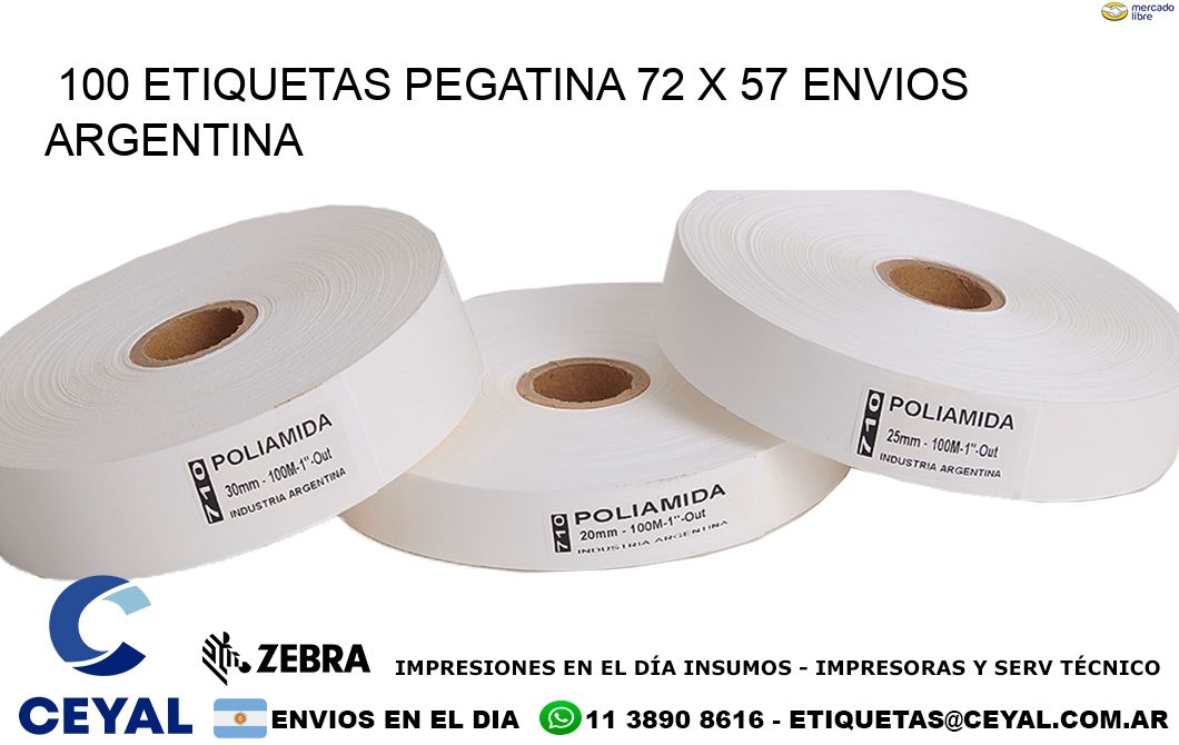 100 ETIQUETAS PEGATINA 72 x 57 ENVIOS ARGENTINA