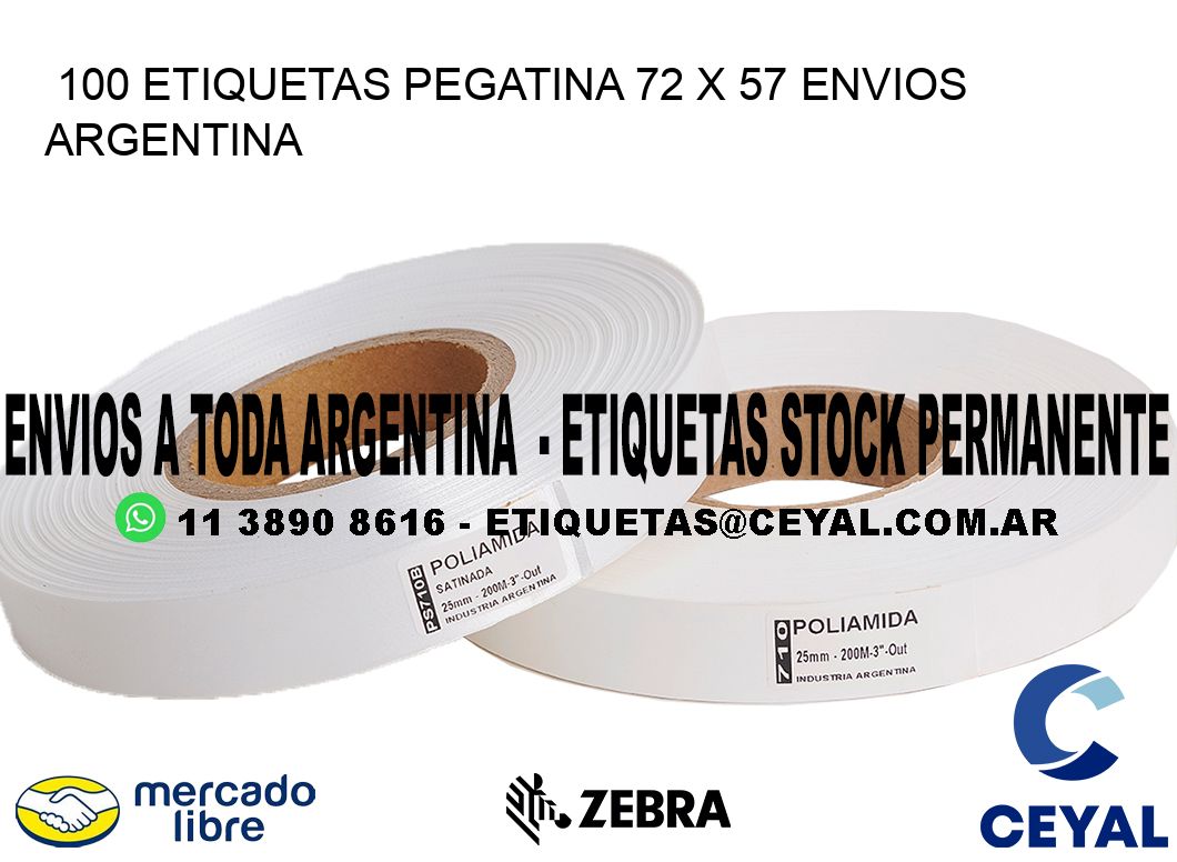 100 ETIQUETAS PEGATINA 72 x 57 ENVIOS ARGENTINA