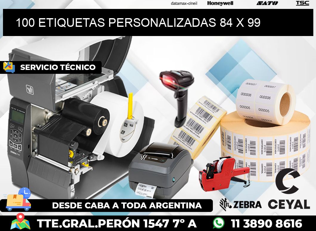 100 ETIQUETAS PERSONALIZADAS 84 x 99