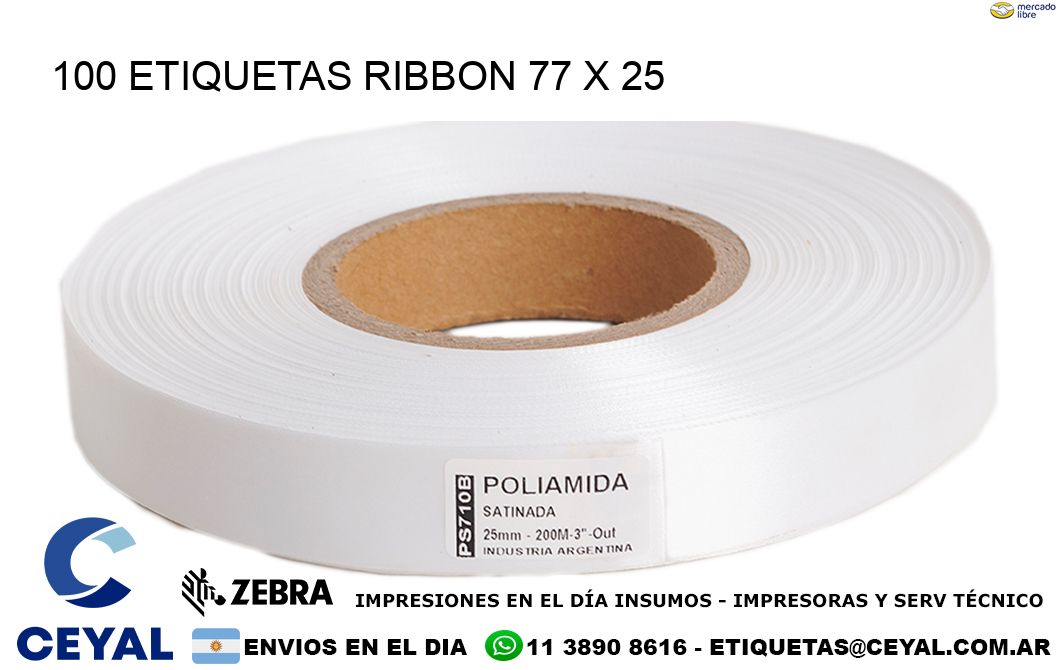 100 ETIQUETAS RIBBON 77 x 25