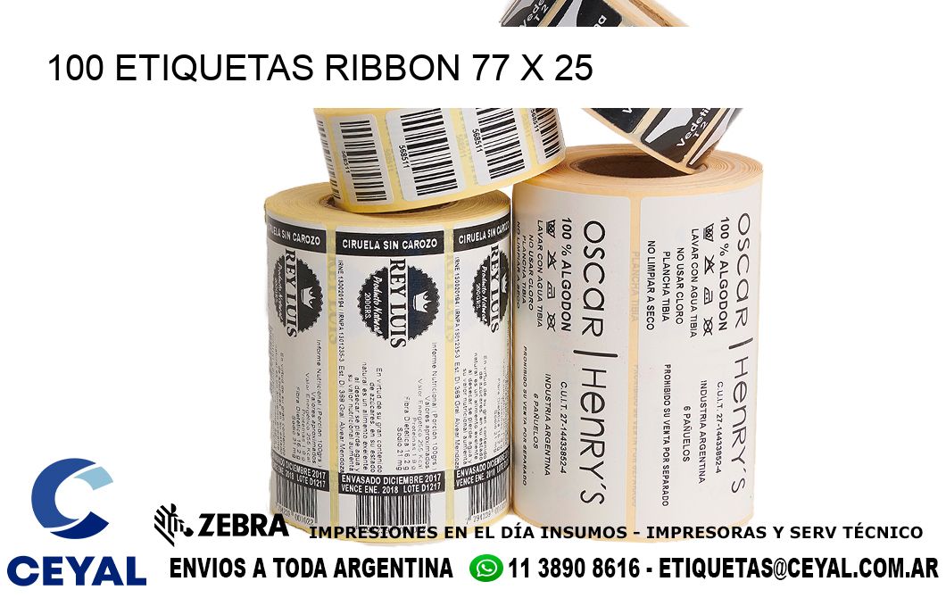 100 ETIQUETAS RIBBON 77 x 25