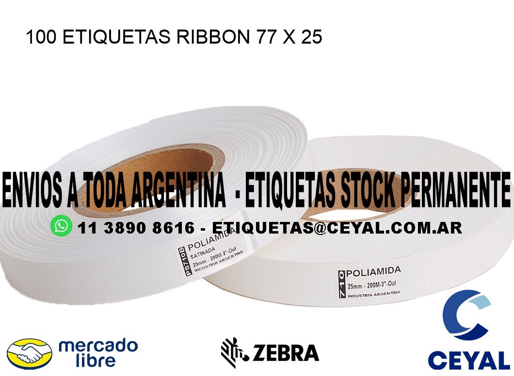 100 ETIQUETAS RIBBON 77 x 25