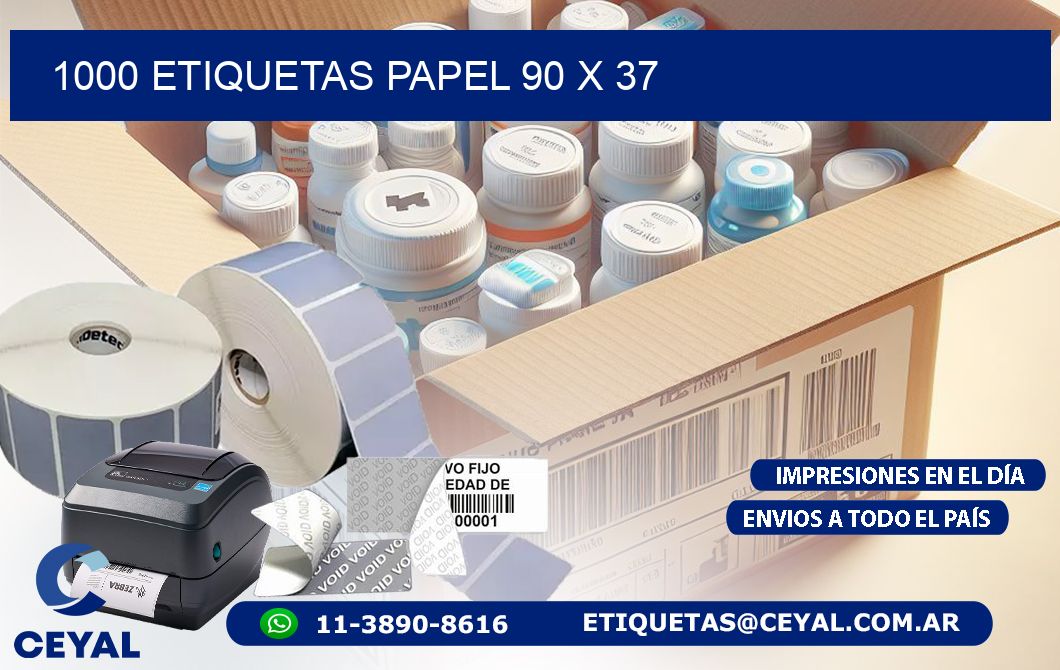 1000 ETIQUETAS PAPEL 90 x 37