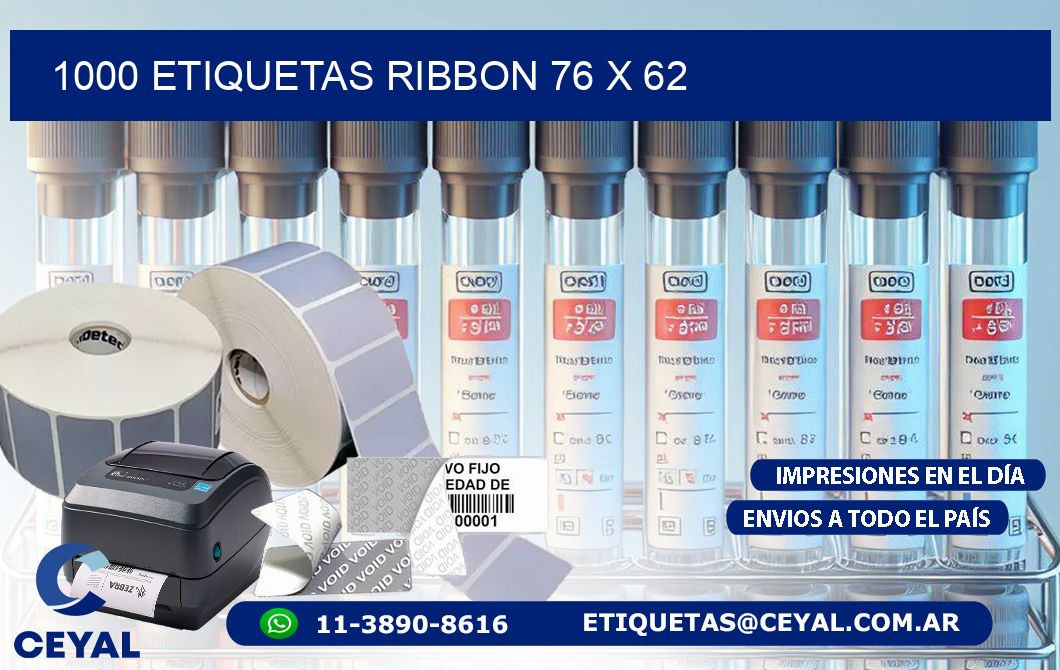 1000 ETIQUETAS RIBBON 76 x 62