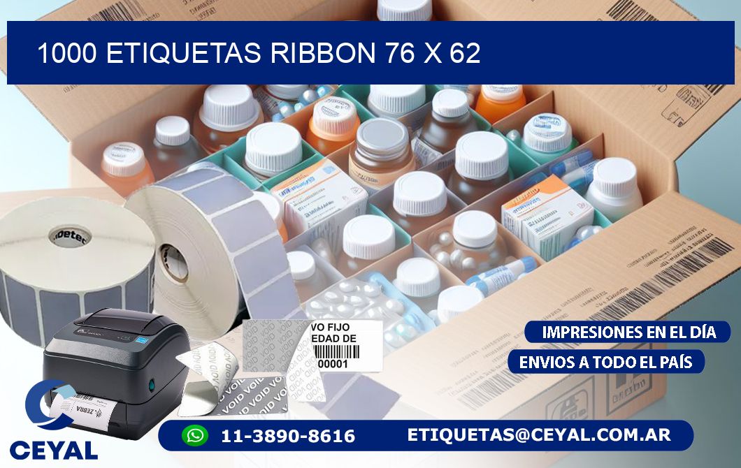 1000 ETIQUETAS RIBBON 76 x 62