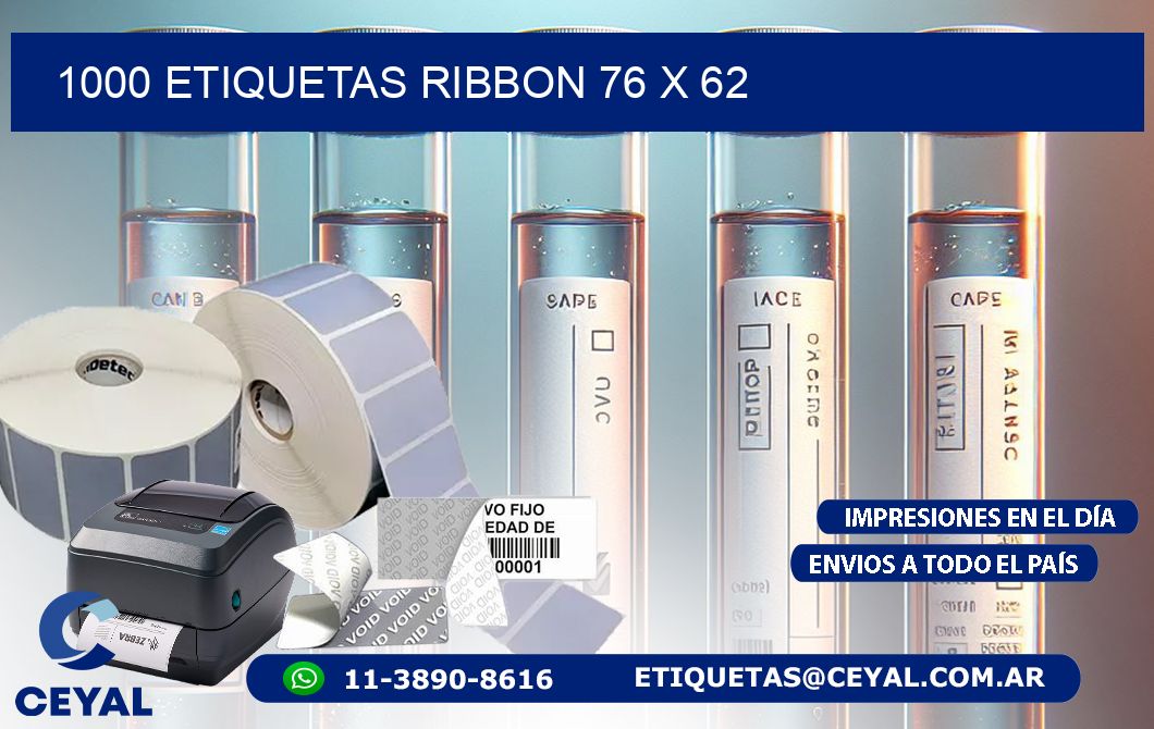 1000 ETIQUETAS RIBBON 76 x 62