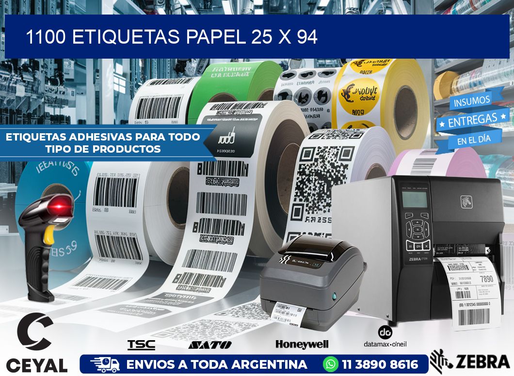 1100 ETIQUETAS PAPEL 25 x 94