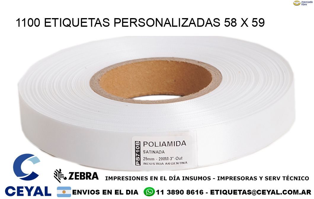 1100 ETIQUETAS PERSONALIZADAS 58 x 59