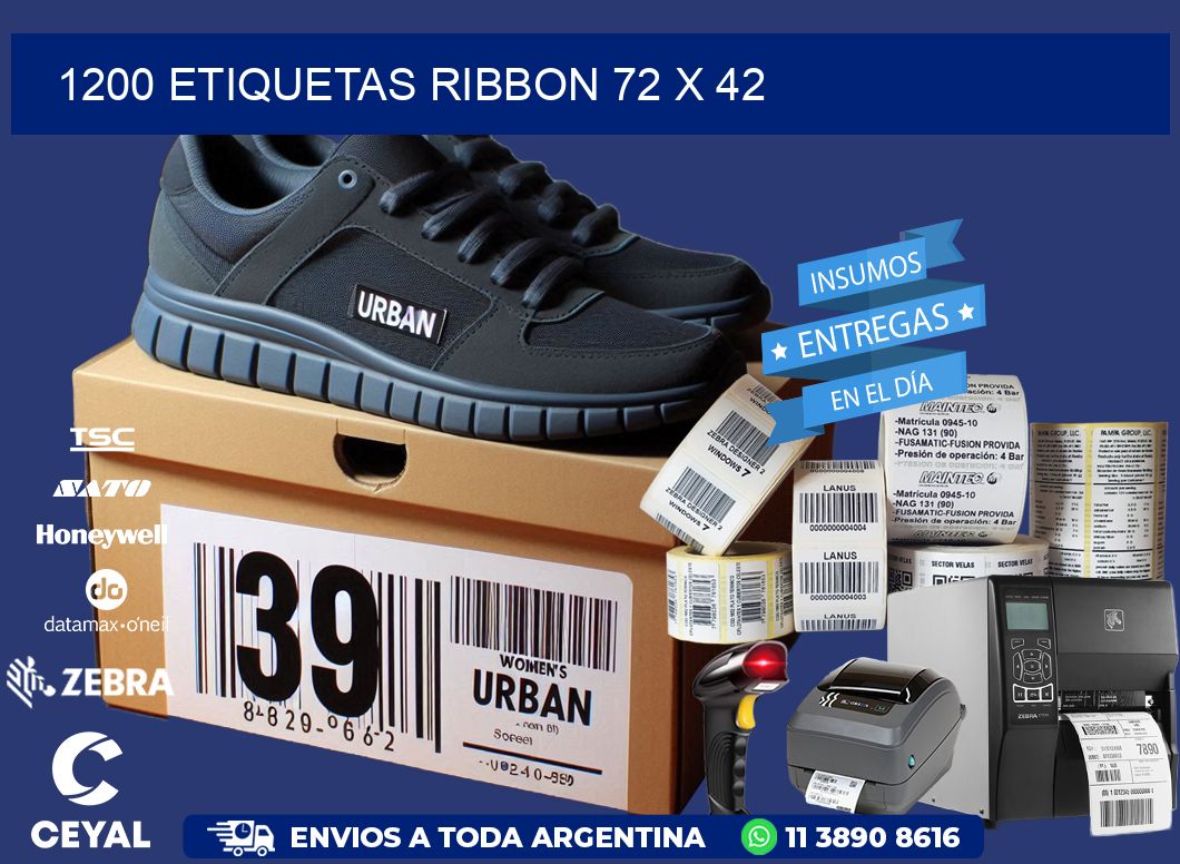 1200 ETIQUETAS RIBBON 72 x 42