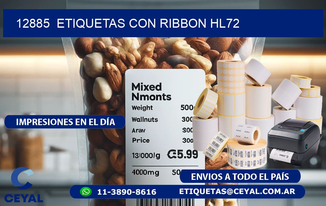 12885  ETIQUETAS CON RIBBON HL72