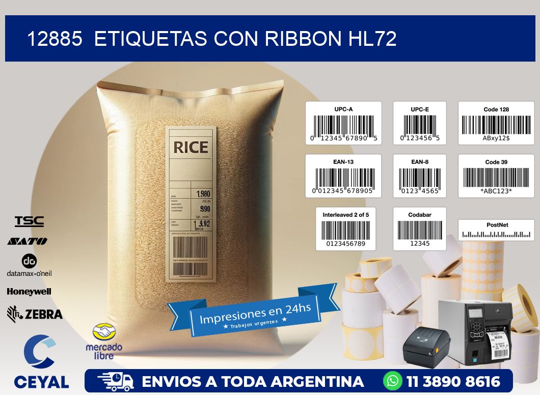 12885  ETIQUETAS CON RIBBON HL72