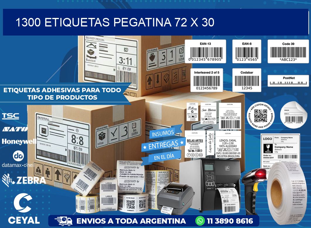 1300 ETIQUETAS PEGATINA 72 x 30