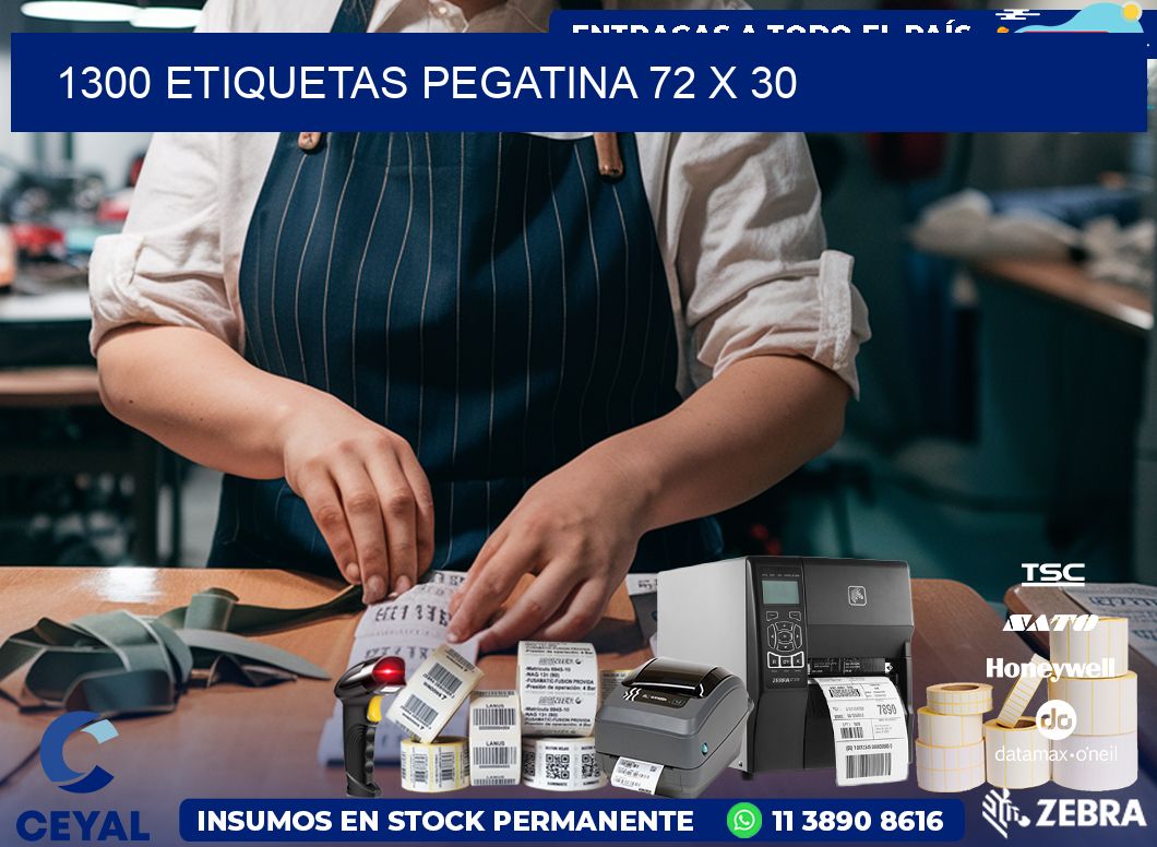 1300 ETIQUETAS PEGATINA 72 x 30