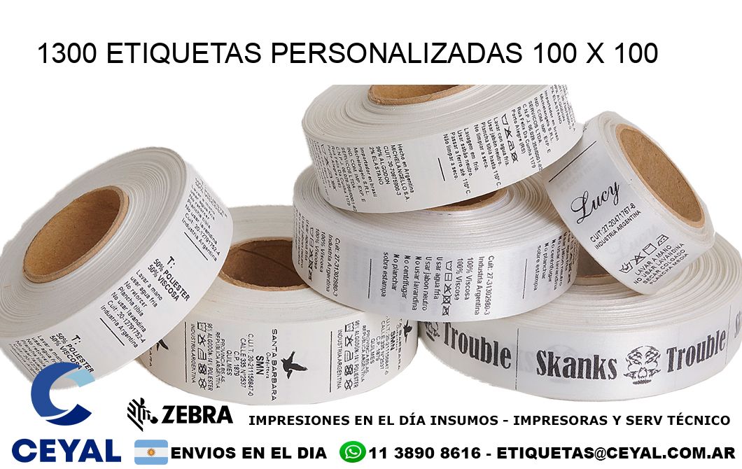 1300 ETIQUETAS PERSONALIZADAS 100 x 100