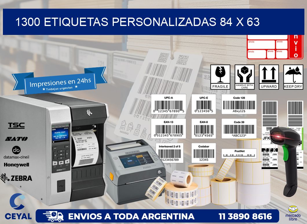 1300 ETIQUETAS PERSONALIZADAS 84 x 63