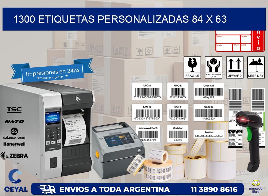 1300 ETIQUETAS PERSONALIZADAS 84 x 63