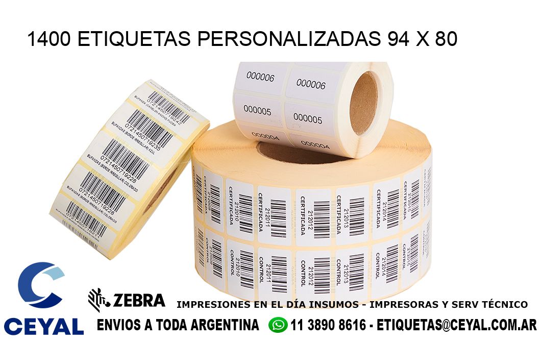 1400 ETIQUETAS PERSONALIZADAS 94 x 80