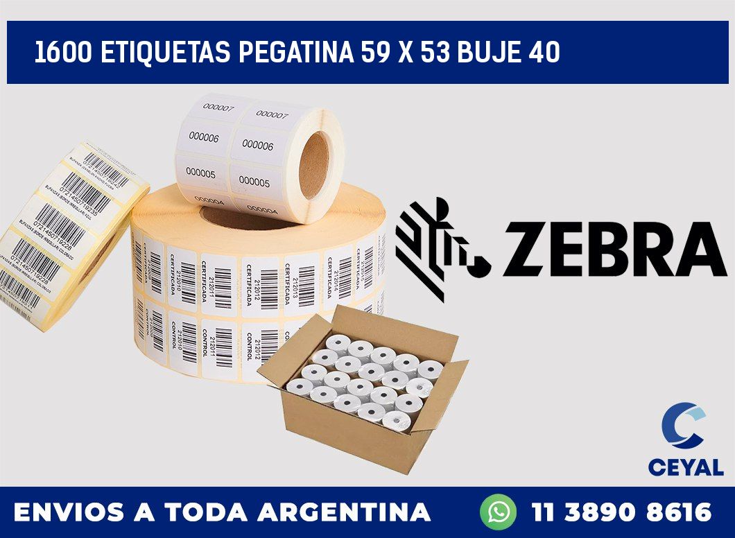 1600 ETIQUETAS PEGATINA 59 x 53 buje 40