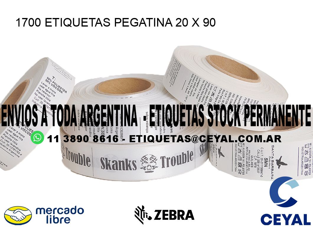 1700 ETIQUETAS PEGATINA 20 x 90