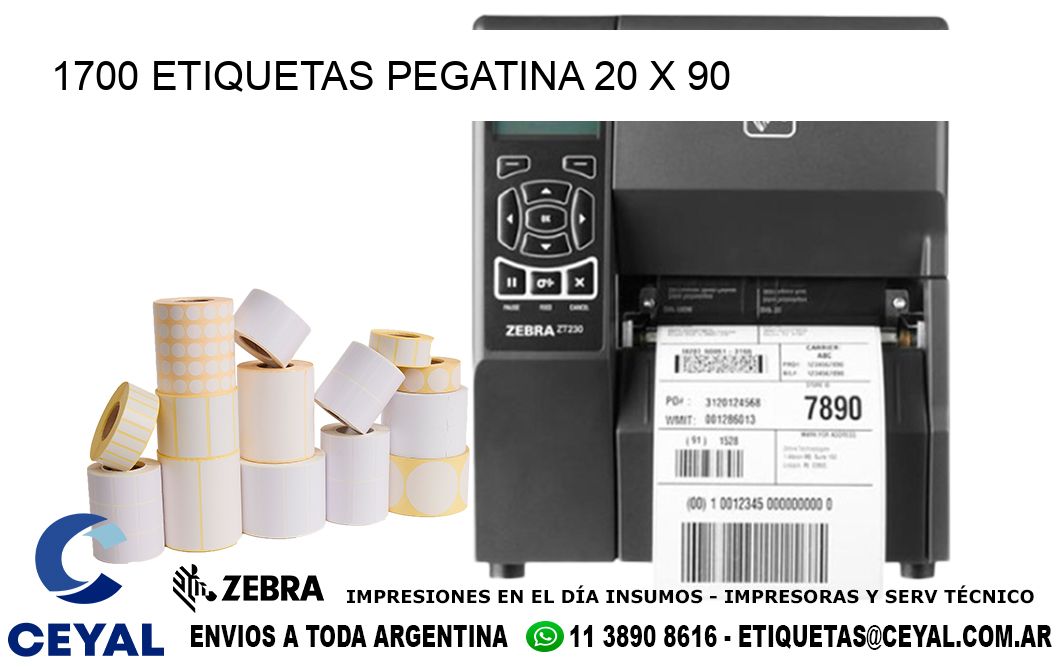 1700 ETIQUETAS PEGATINA 20 x 90