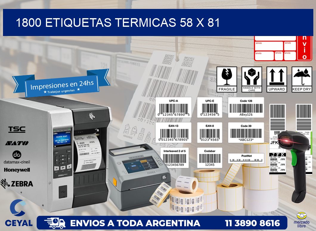 1800 ETIQUETAS TERMICAS 58 x 81