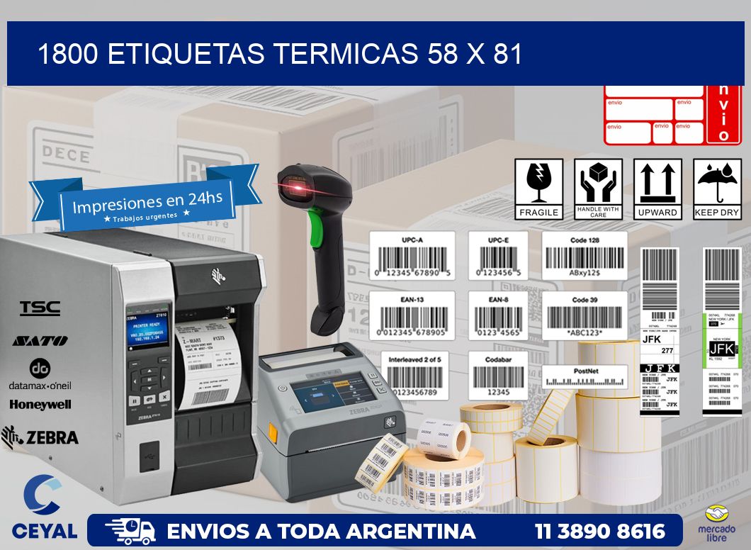 1800 ETIQUETAS TERMICAS 58 x 81