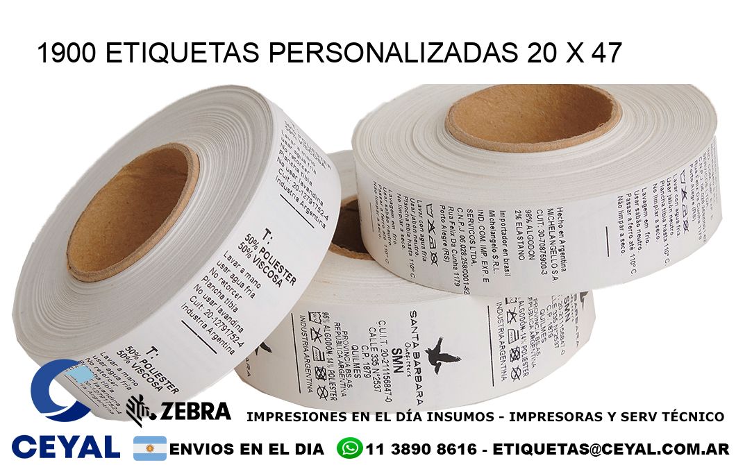 1900 ETIQUETAS PERSONALIZADAS 20 x 47