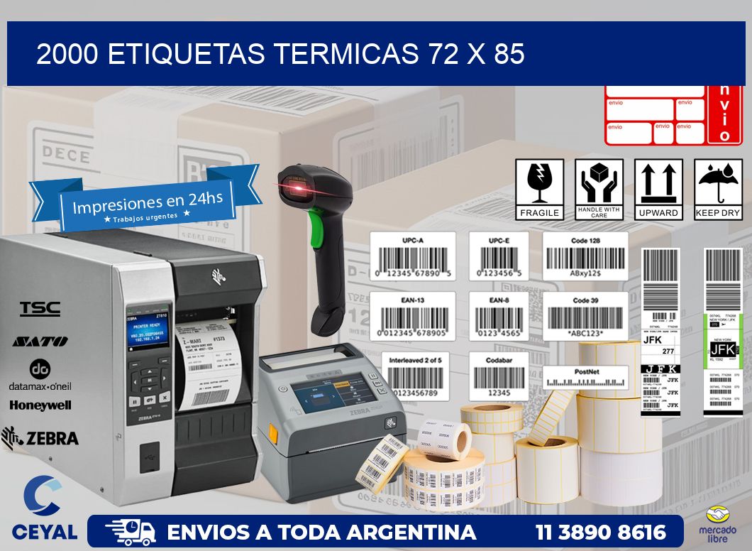 2000 ETIQUETAS TERMICAS 72 x 85