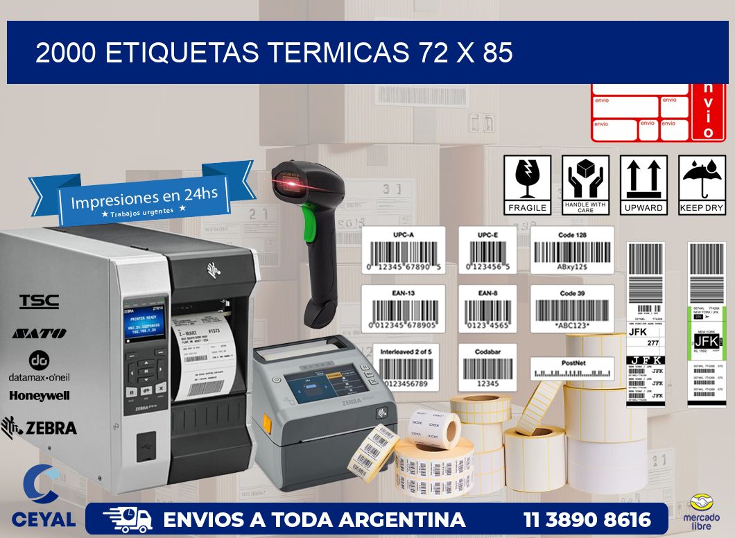 2000 ETIQUETAS TERMICAS 72 x 85